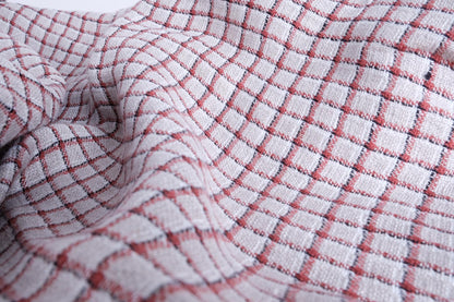 Red grey squares - linen fabric - 230gsm - 820SH