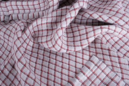 Red grey squares - linen fabric - 230gsm - 820SH