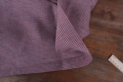Houndstooth - red grey - linen fabric - 414M