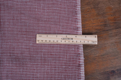 Houndstooth - red grey - linen fabric - 414M