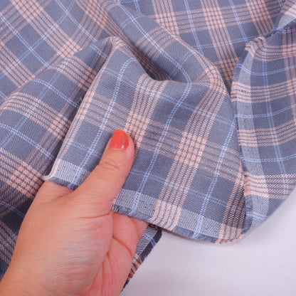 Grey - pink checked twill -  9951P