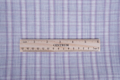 Check - purple white - linen fabric - 633L