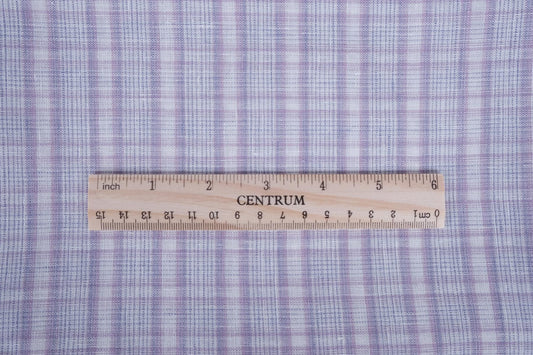Check - purple white - linen fabric - 633L