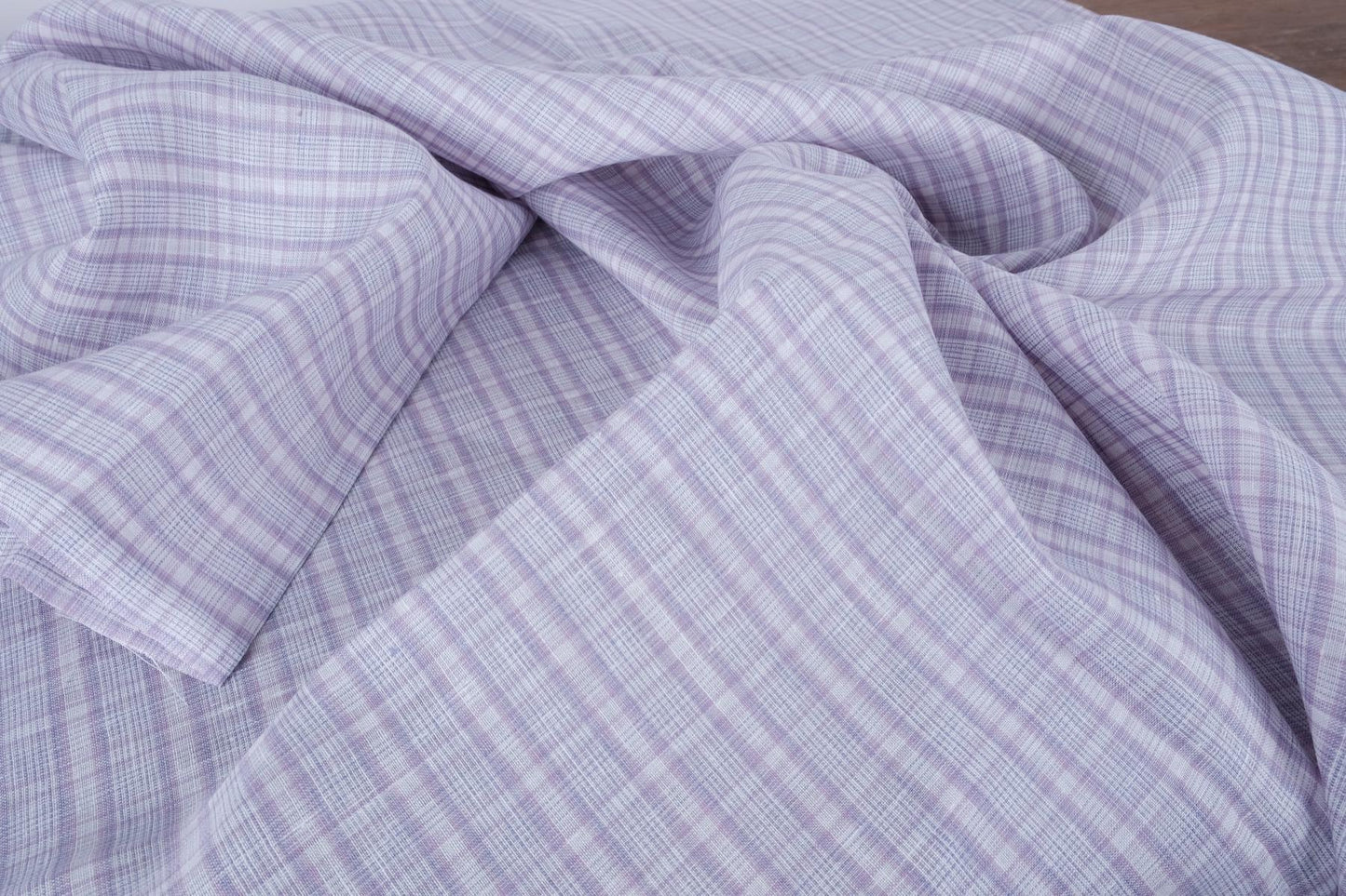 Check - purple white - linen fabric - 633L