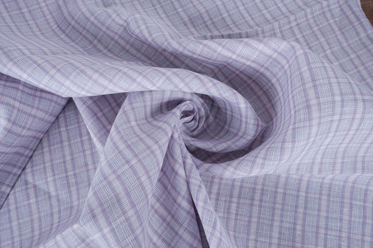 Check - purple white - linen fabric - 633L