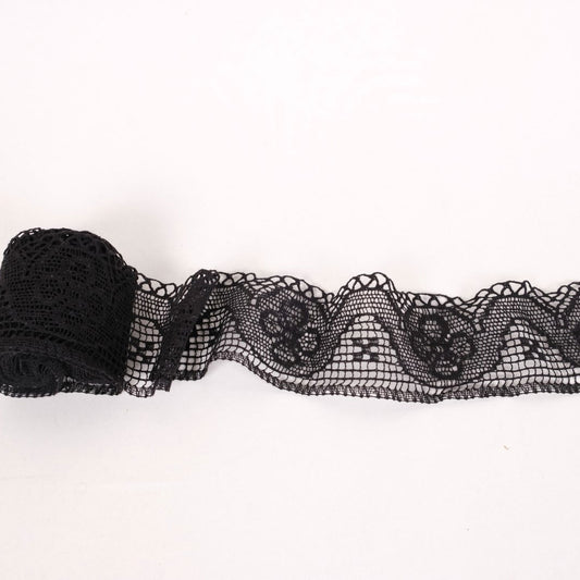 Gele Linen lace - black 85mm - 1185L