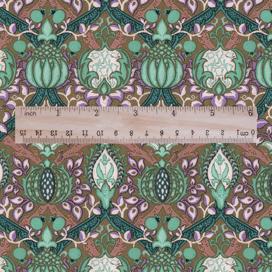 100% LINEN Fabric William Morris Granada gray print - British linen floral upholstery home textile Victorian fabrics 3216
