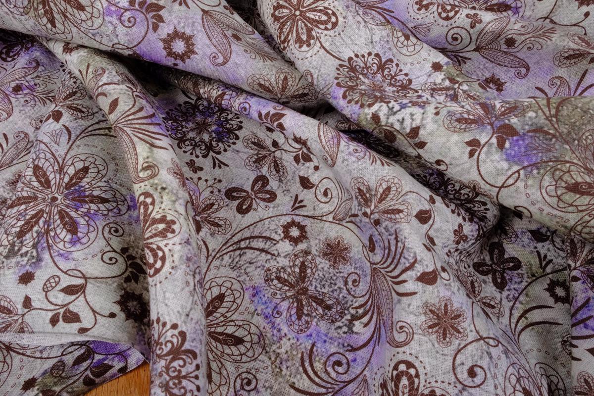 Floral purple brown - print  - 9987P