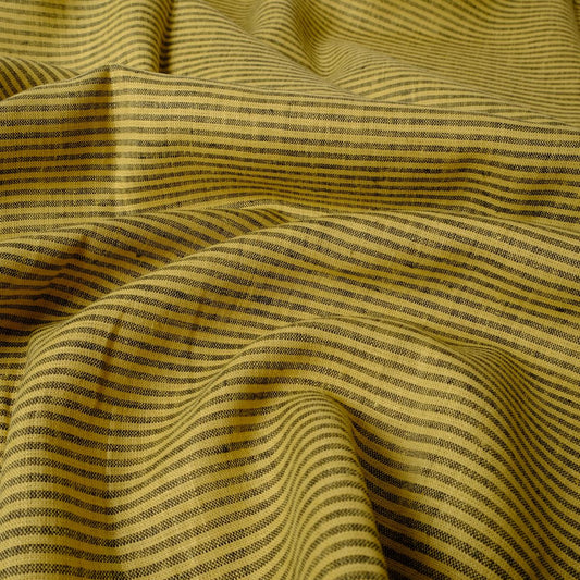 Yellow natur stripes - linen fabric - 441RA