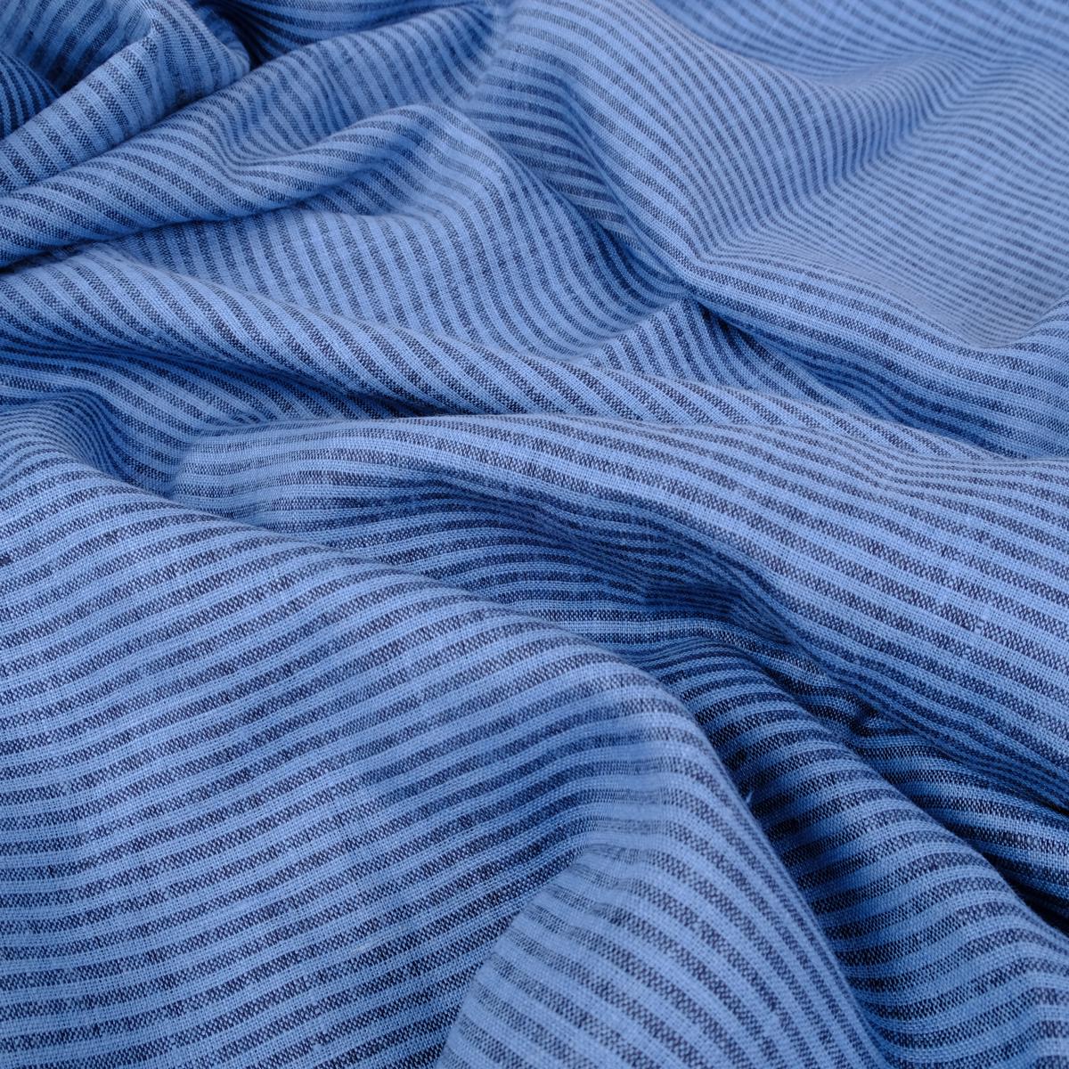 Blue stripes - linen fabric - 448RA
