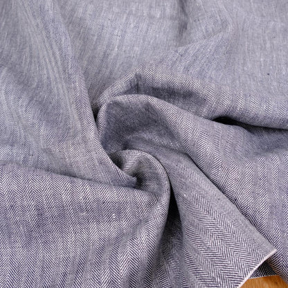 Fishbone Herringbone - grey - linen fabric - 446RA