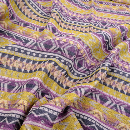 double sided linen fabric - ETNO yellow  purple - 443RA