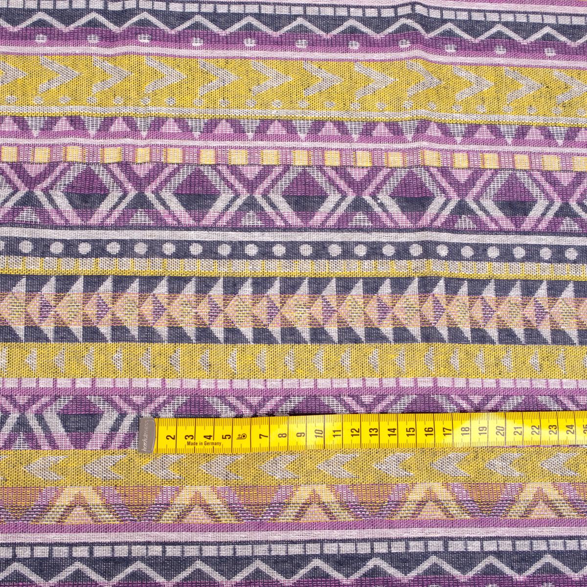 double sided linen fabric - ETNO yellow  purple - 443RA