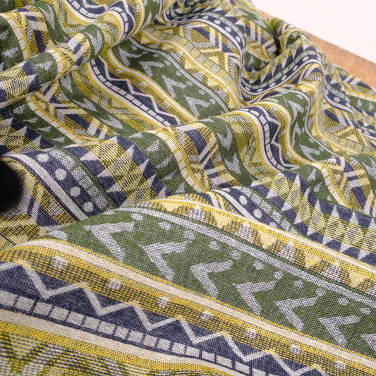 double sided linen fabric - ETNO yellow  green- 444RA
