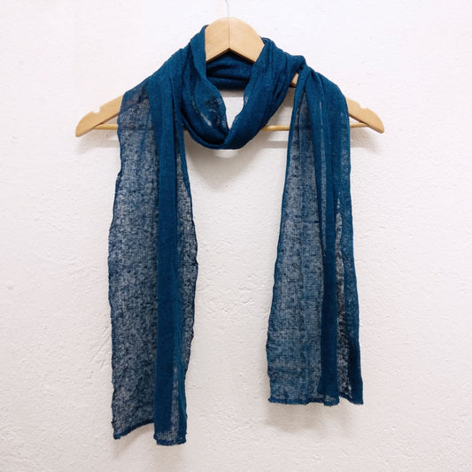 Blue ink - Knitten linen scarf