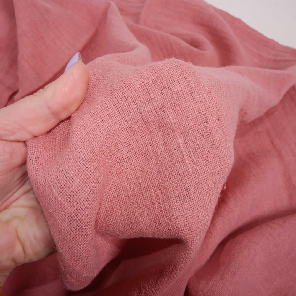 Fluffy  linen fabric - salmon pink- 6336SH