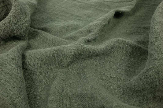 Fluffy  linen fabric - military green - 6313SH