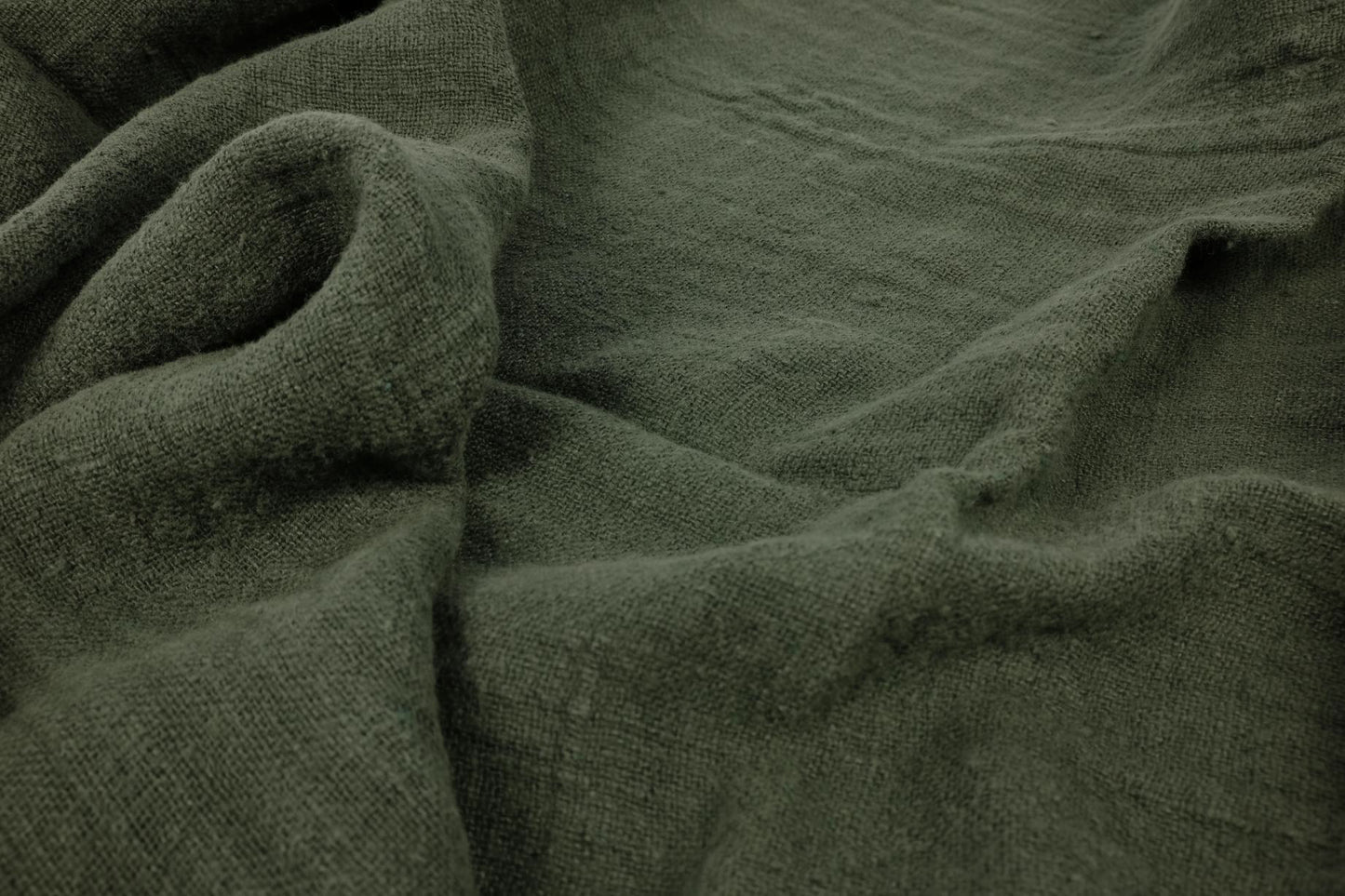 Fluffy  linen fabric - military green - 6313SH