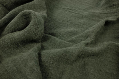 Fluffy  linen fabric - military green - 6313SH