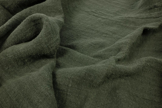 Fluffy  linen fabric - military green - 6313SH