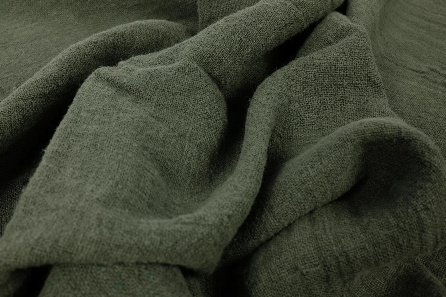Fluffy  linen fabric - military green - 6313SH