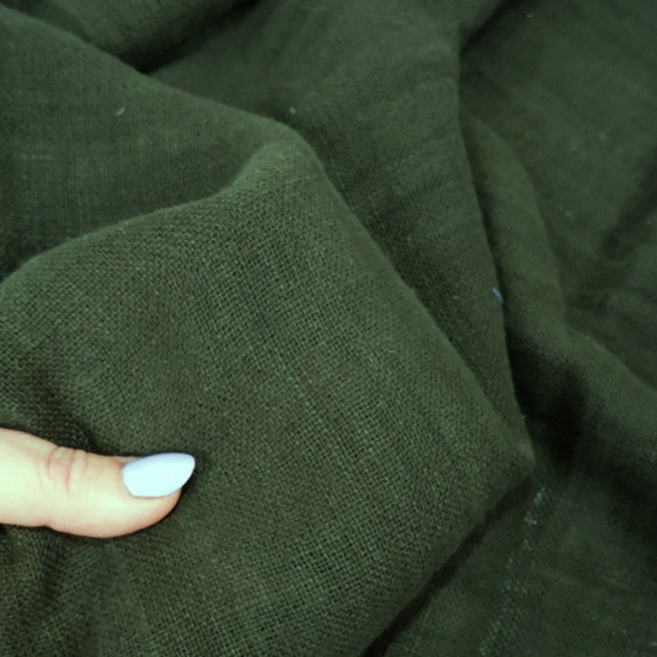 Fluffy  linen fabric - forest green - 6303SH