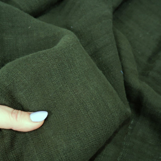 Fluffy  linen fabric - forest green - 6303SH