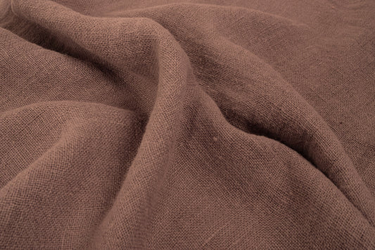 Fluffy  linen fabric - earthy brown - 6319SH