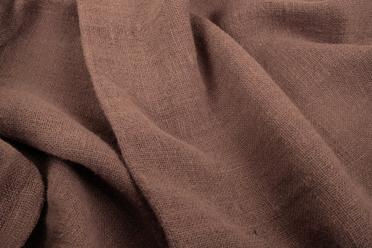 Fluffy  linen fabric - earthy brown - 6319SH