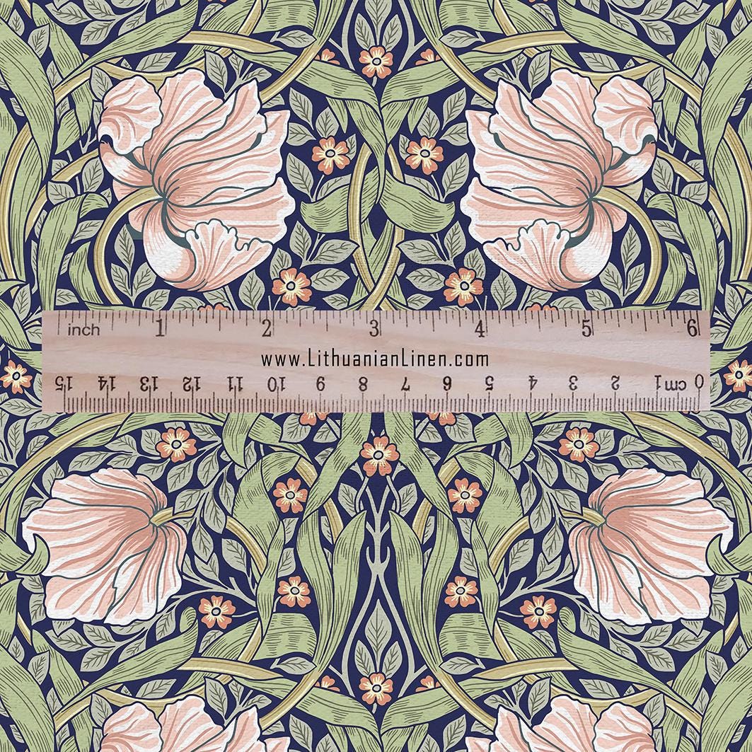 William Morris Pimpernel 100% LINEN Art and Crafts Fabric - Victorian flax fabric - British historical pattern 2979B
