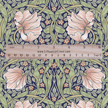 William Morris Pimpernel 100% LINEN Art and Crafts Fabric - Victorian flax fabric - British historical pattern 2979B