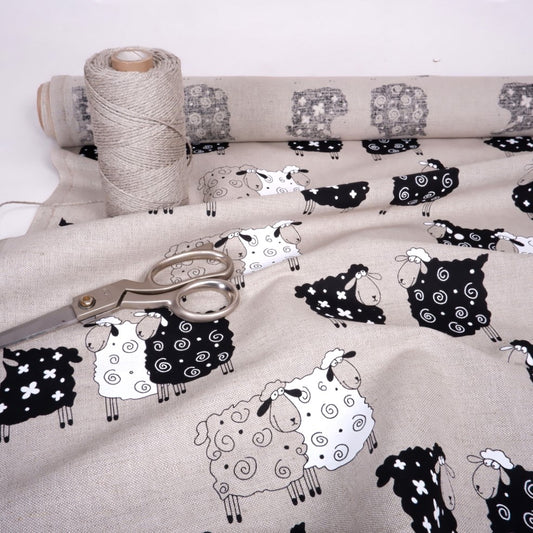 Print sheep - linen cotton blended fabric - 807P