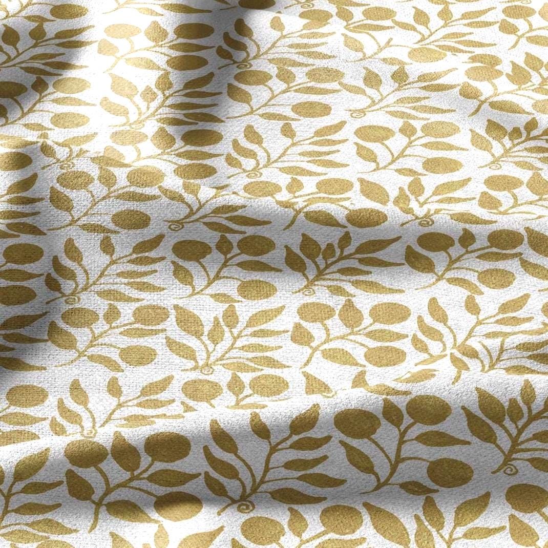 100% LINEN Fabric William Morris Rosehip yellow print - British linen floral upholstery home textile Victorian fabrics 3274