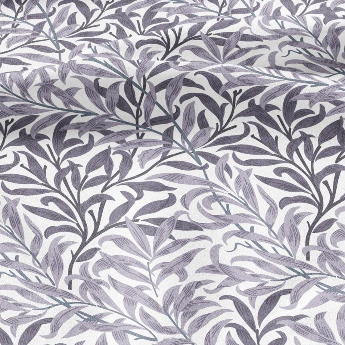 William Morris Willow Bough gray 100% LINEN Fabric - British linen floral upholstery home textile Victorian fabrics 3186