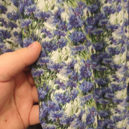 100% linen fabricwith cornflower print -  Medium weight  or heavy  -  for blouses dresses curtains scarves 059