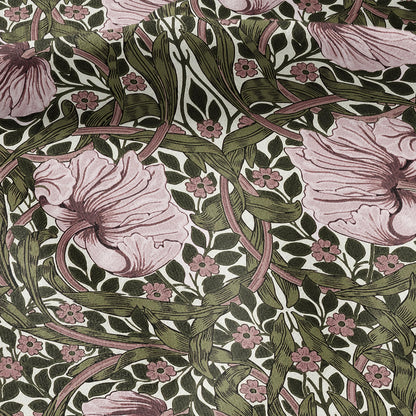 100% LINEN fabric - William Morris Pimpernel green pink - British Victorian flax - sewing upholstery home decor or clothing 3855