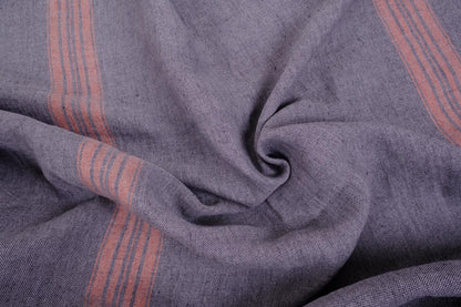 French linen - grey with 3 red stripes - linen fabric - 034Z