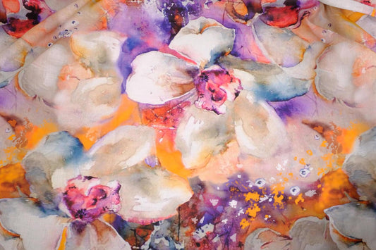 Watercolor floral - print on linen - 394P