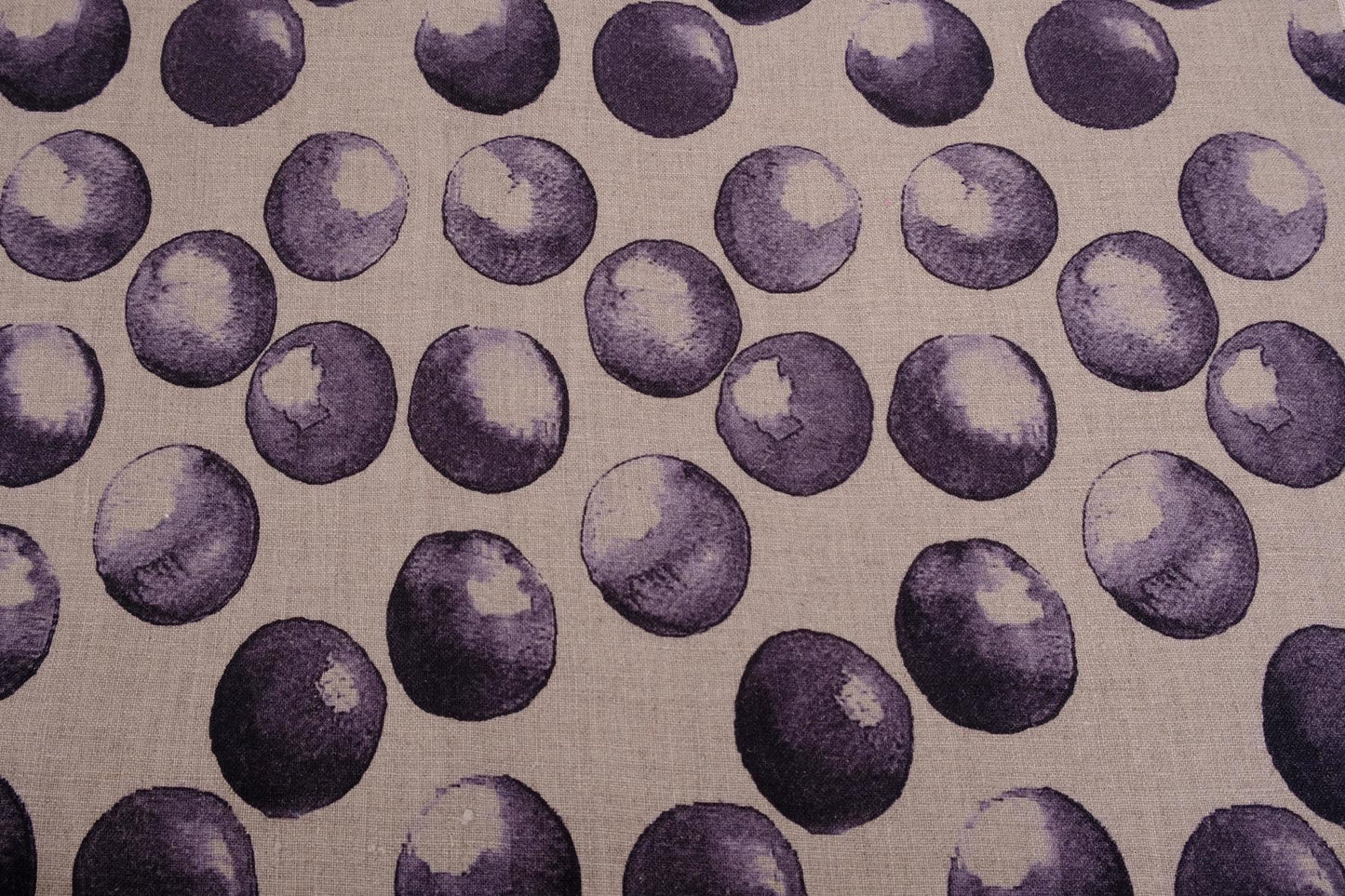Large polka dot print on natur - linen fabric - 294P