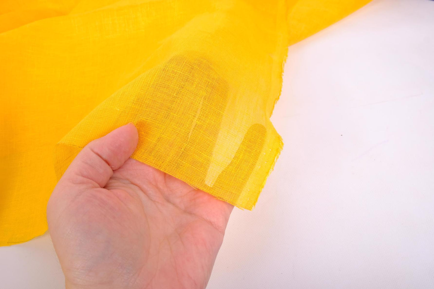 Sheer GAUZE linen fabric -  sunflower yellow - 375SH