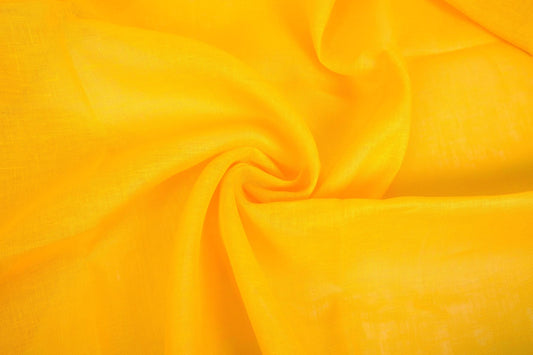 Sheer GAUZE linen fabric -  sunflower yellow - 375SH
