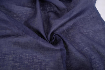 Sheer GAUZE linen fabric -  midnight blue - 377SH