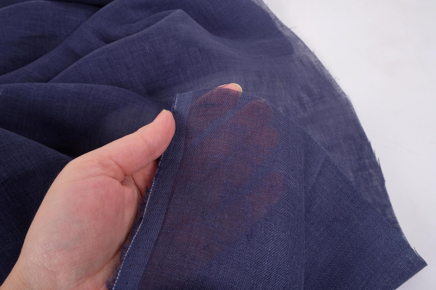 Sheer GAUZE linen fabric -  midnight blue - 377SH