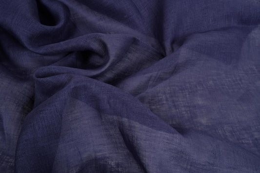 Sheer GAUZE linen fabric -  midnight blue - 377SH