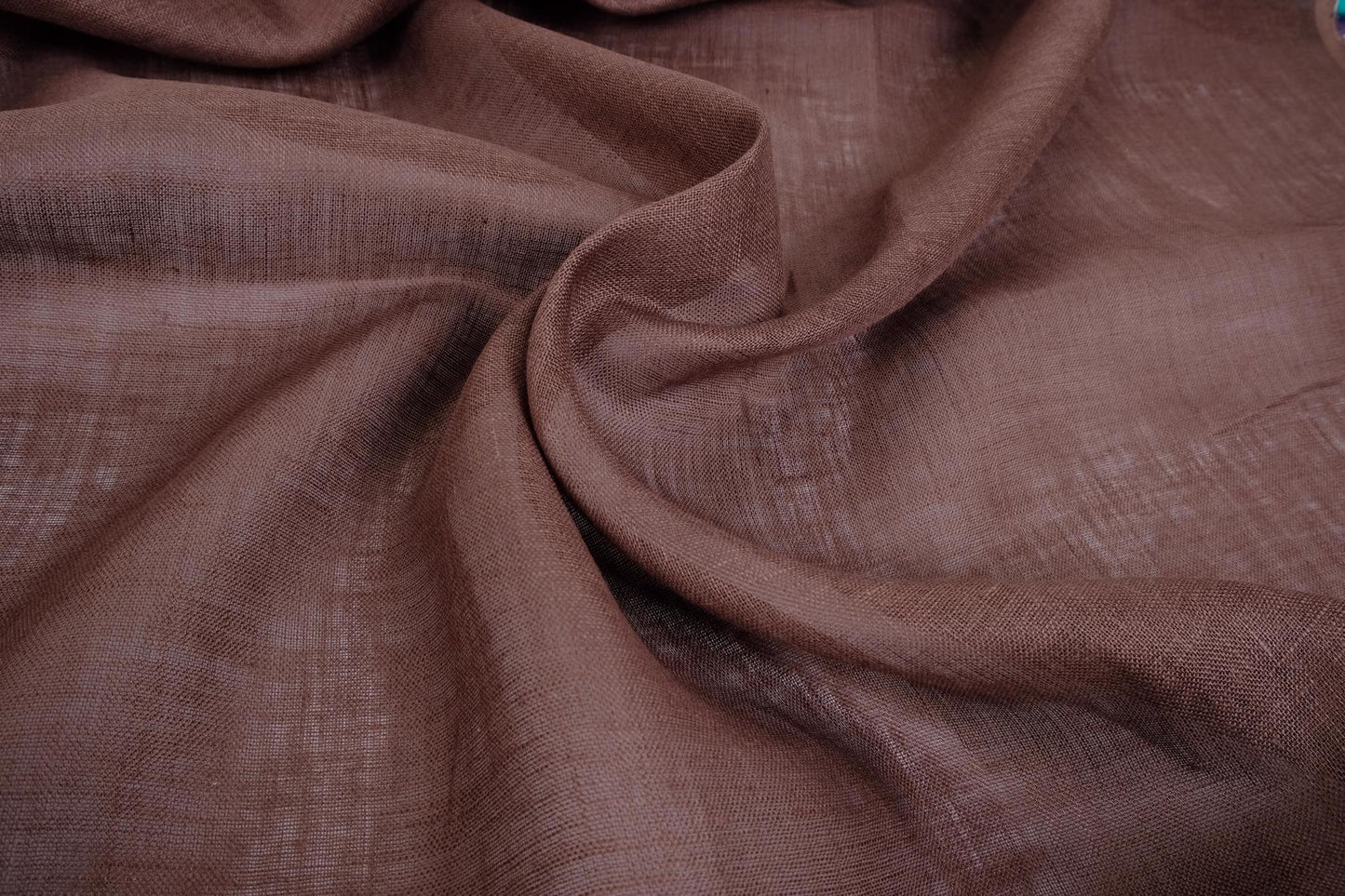 Sheer GAUZE linen fabric -  dark brown - 379SH