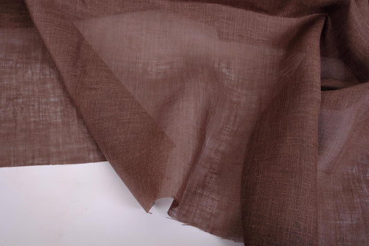 Sheer GAUZE linen fabric -  dark brown - 379SH