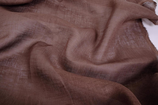 Sheer GAUZE linen fabric -  dark brown - 379SH