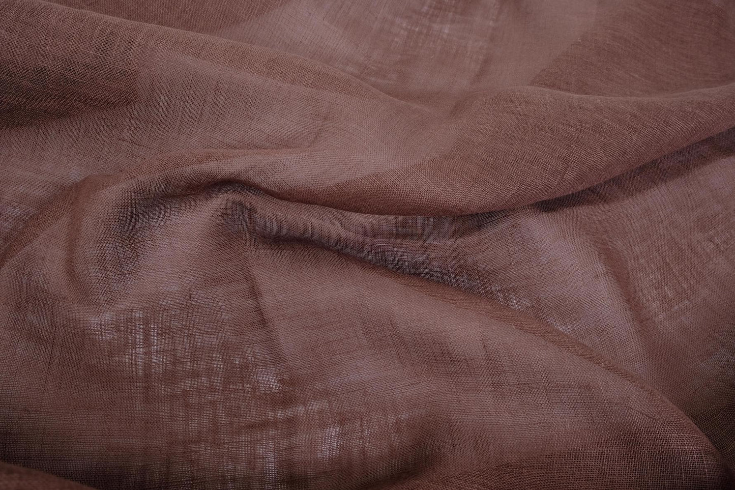 Sheer GAUZE linen fabric -  dark brown - 379SH