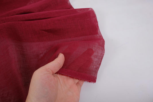 Sheer GAUZE linen fabric - winered - 381SH