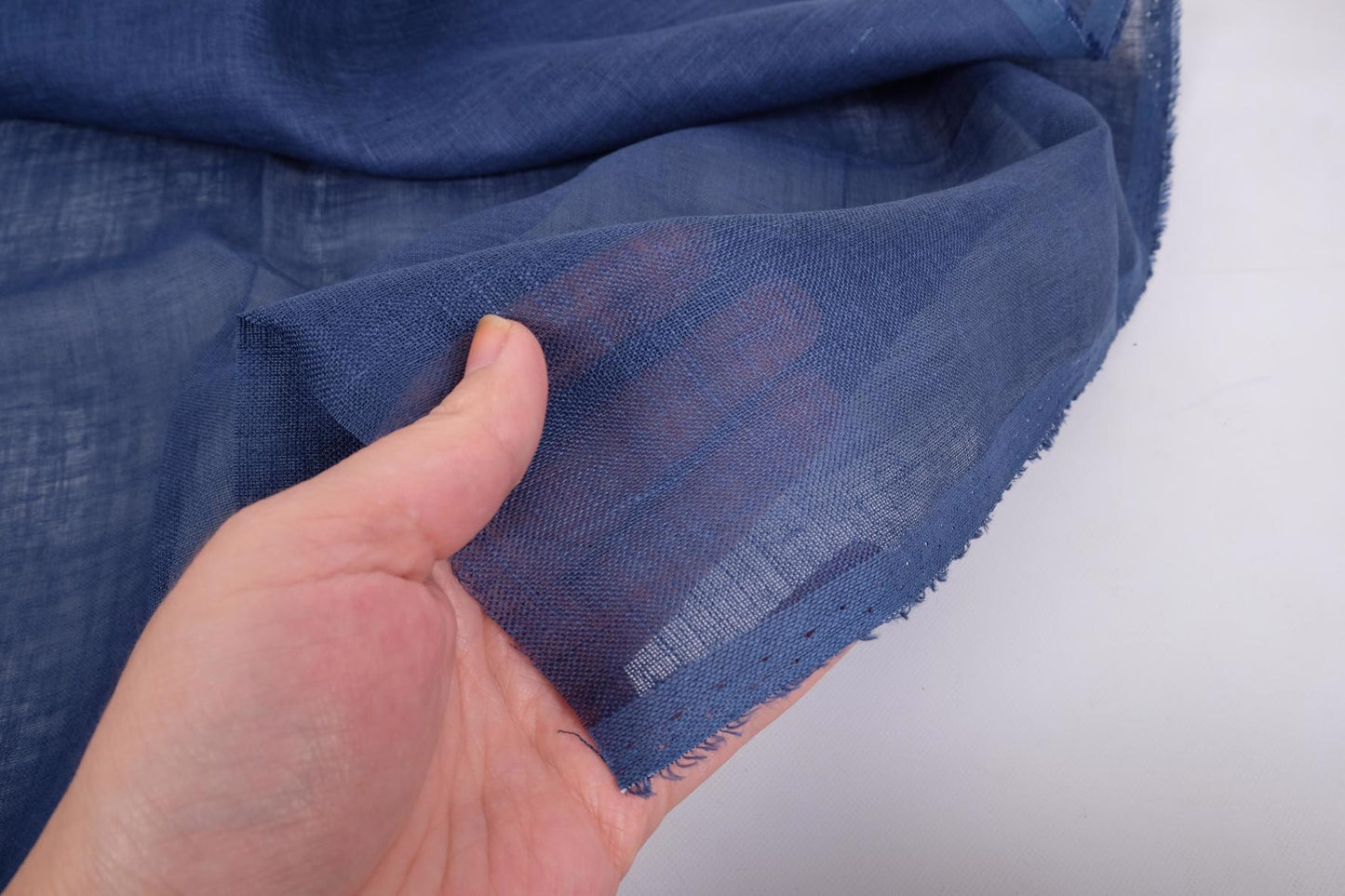 Sheer GAUZE linen fabric -  dark blue- 384SH